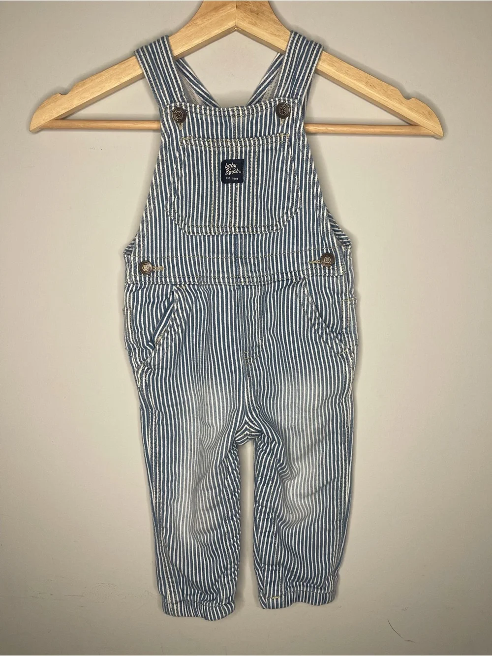 Boys Osh Kosh B’Gosh railroad stripped overalls size 18 months